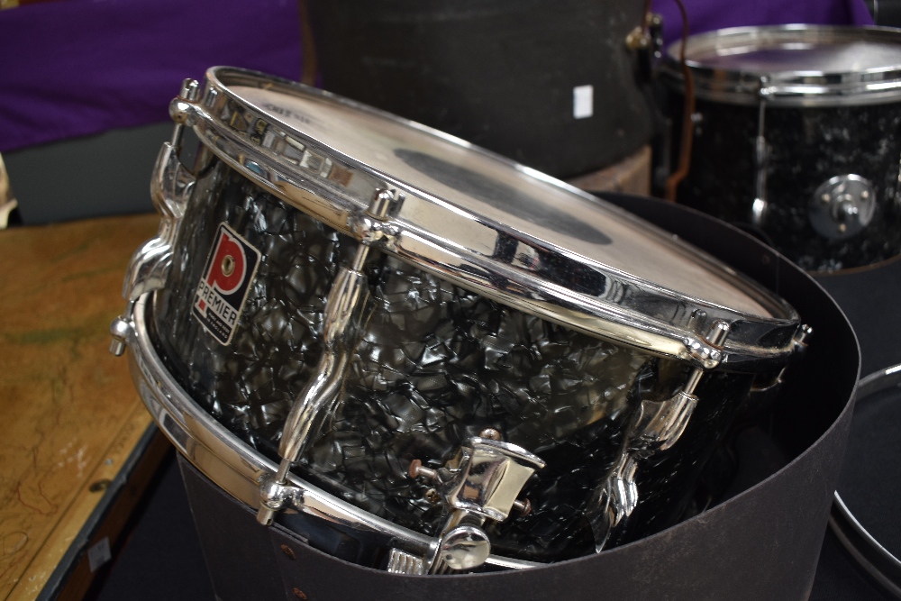 A selection of vintage Premier drums, in grey marbled finish, and various cymbals, stands etc - Image 12 of 16