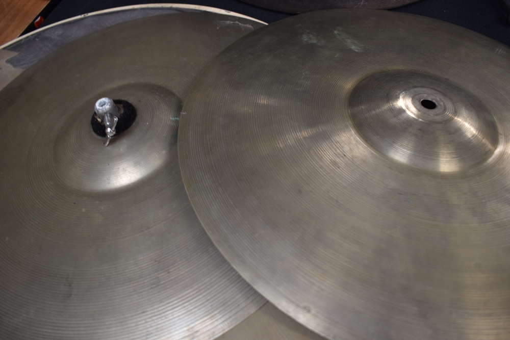 A selection of vintage Premier drums, in grey marbled finish, and various cymbals, stands etc - Image 11 of 16