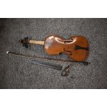 A traditional violin, labelled John G Murdoch, London - The Maidstone, with bow but no case