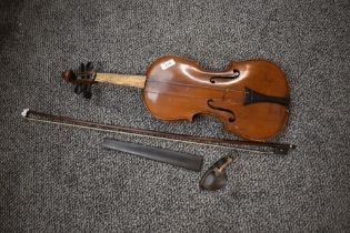 A traditional violin, labelled John G Murdoch, London - The Maidstone, with bow but no case