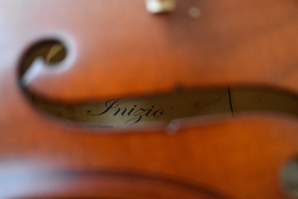 A modern violin having 13inch one piece back, with bow and case - Image 3 of 4