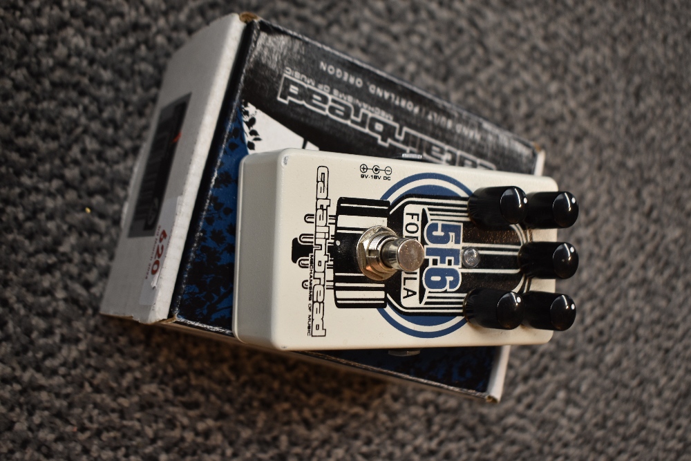 A Catalinbread 5F6 Formula effects pedal, with orignal box