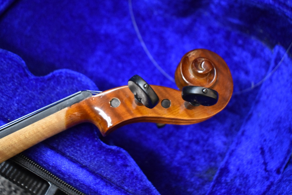 A modern violin having 13inch back, labelled Antoni , John Hornby Skewes, with fitted case and bow - Image 4 of 5