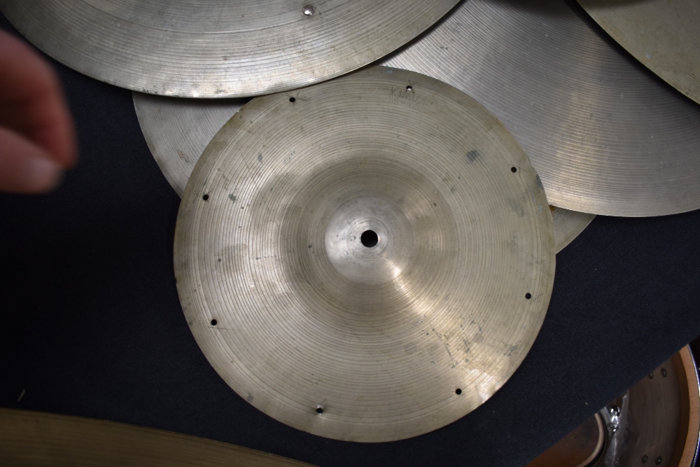 A selection of vintage Premier drums, in grey marbled finish, and various cymbals, stands etc - Image 9 of 16