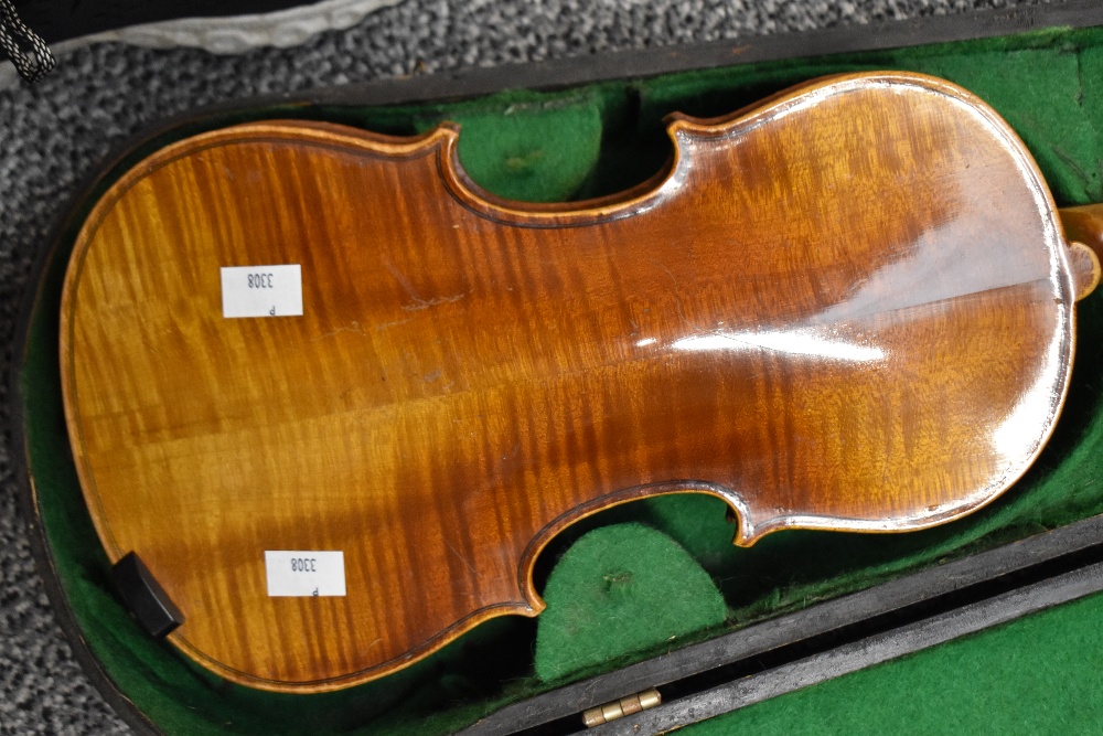 A traditional violin having 13 inch two piece back, with hard case - Image 2 of 3