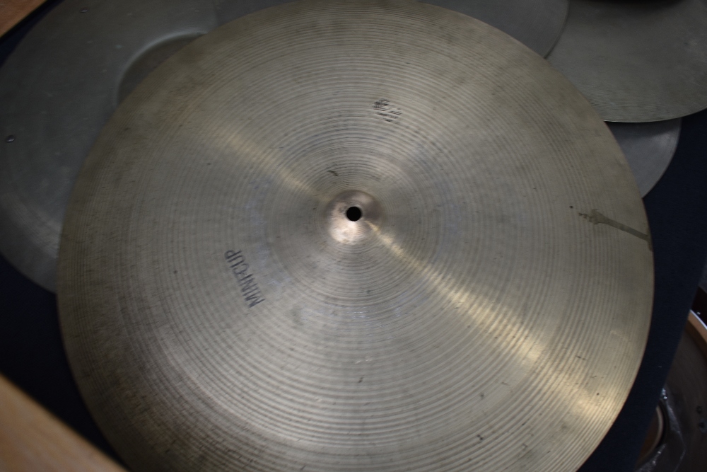 A selection of vintage Premier drums, in grey marbled finish, and various cymbals, stands etc - Image 8 of 16