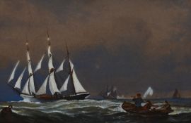 C.Barlow Moore (fl.1863-1891, Royal Thames Yacht Club), gouache, A maritime landscape depicting a