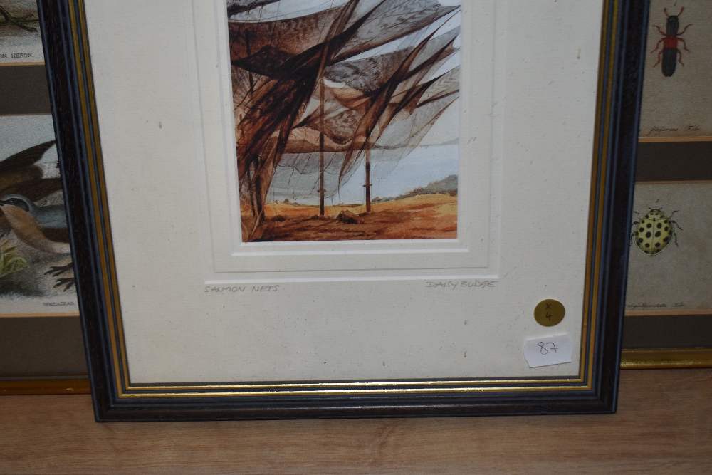 After Daisy Budge (20th Century, British), coloured print, 'Salmon Nets', signed to the lower right, - Image 5 of 5