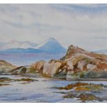 Phoebe Barrow (1930-2016, British), watercolour, Two Scottish landscapes - The Isle of Eigg & Skye