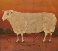 19th Century British School, oil on canvas, A naive portrayal of a sheep, signed 'Fletcher' to the