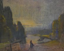 William Josiah Redworth (1873-1947, British), pastel, The Thames at Brentford, signed to the lower