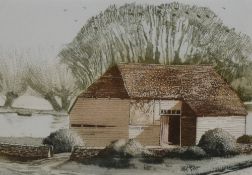 Michael Chaplin (b.1943, British), aquatint, 'Barn at Headcorn', signed to the lower right,