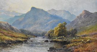 After Alfred de Breanski (1852-1928, British), coloured print, 'A Highland Valley', framed, mounted,
