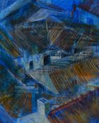 Pauline Clough (Contemporary, British), pastel, Roofs of La Rochelle, An abstract composition