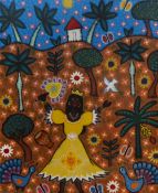 20th Century Cuban School, oil painting, A dancing native, of abstract design, framed and under