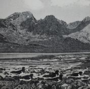 Jean Thomas (20th Century, British), etching, 'Blaven and Clach Glas', Isle of Skye, Scotland,