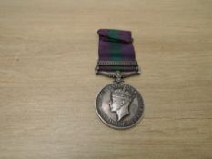 A British George VI General Service Medal with Palestine 1945-48 clasp to 19117141 DVR.J.GOODWIN.R.