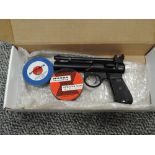 A Webley & Scott Junior MKII .177 Air Pistol, numbered on barrel 497 in non original card box