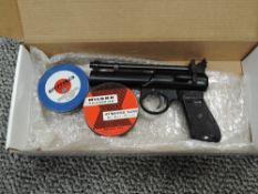 A Webley & Scott Junior MKII .177 Air Pistol, numbered on barrel 497 in non original card box