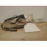 A collection of WWII ARP Indoor Sand Bags for combating Incendiary Bombs along with a Military Kit