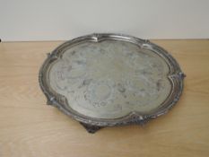A Silver plated Serving Tray marked 1st VB (Volunteer Battalion) Royal Lancashire Regiment, highly