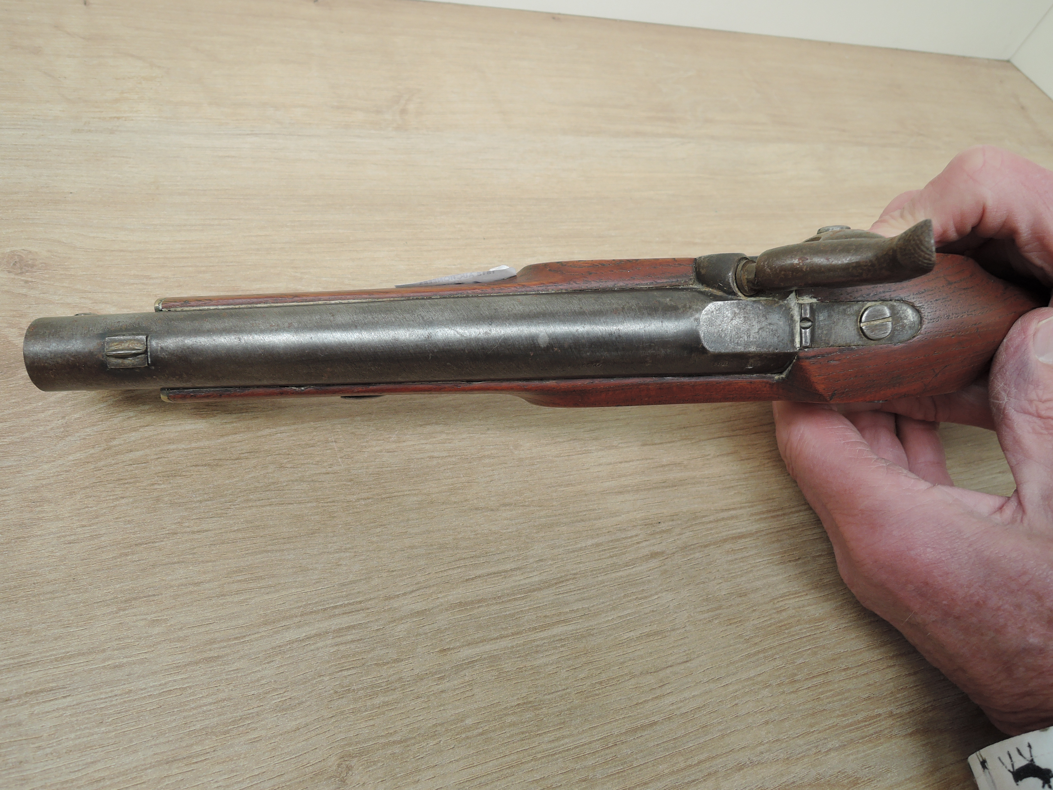 A mid 19th century English Percussion Pistol with swivel ram rod, Birmingham stamped on lock plate - Image 5 of 6