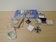 A collection of WWII Medals including 39-45 Star, Atlantic Star, Africa Star, War Medal, Defence