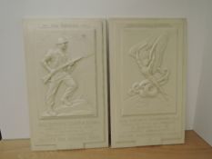 Two WW2 British War Savings Campaign 1944 Bakelite Plaques, RAF Wings for Victory Week and Salute