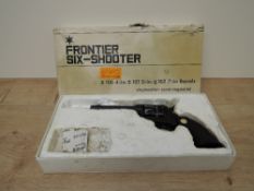 A Blank Fire Frontier Six Shooter with 4 3/4' Barrel with single action, in original box,