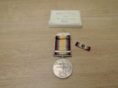 A Queen Elizabeth II Gulf War Medal with 16 JAN TO 28 Feb 1991 clasp and Rosette to MR.K.LILLICO.B.