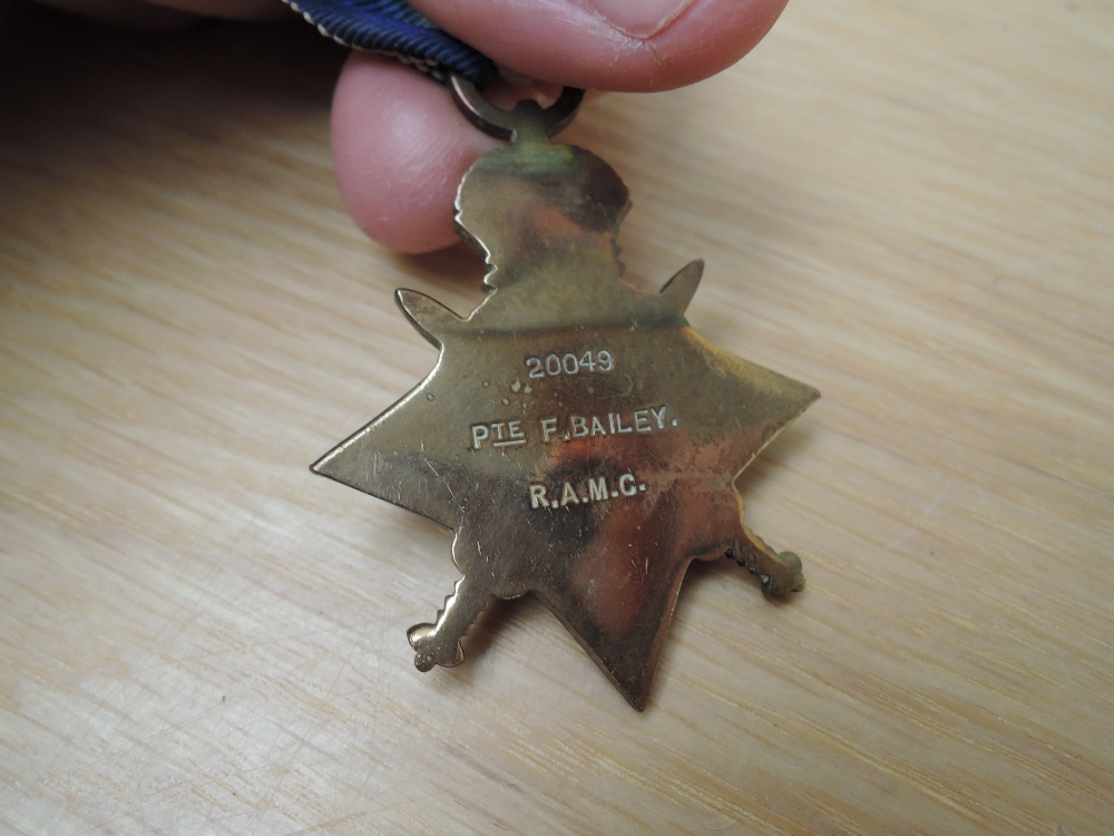 A WWI Four Medal Group to 20049 PTE.F.BAILEY.RAMC, 1914 Star with 5th August -22nd November 1914 - Image 2 of 2