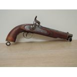 A mid 19th century English Percussion Pistol with swivel ram rod, Birmingham stamped on lock plate