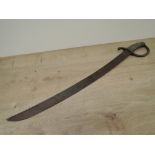 An Infantry Sword, possible 1800's with curved blade, solid brass handle and guard, blade marked but