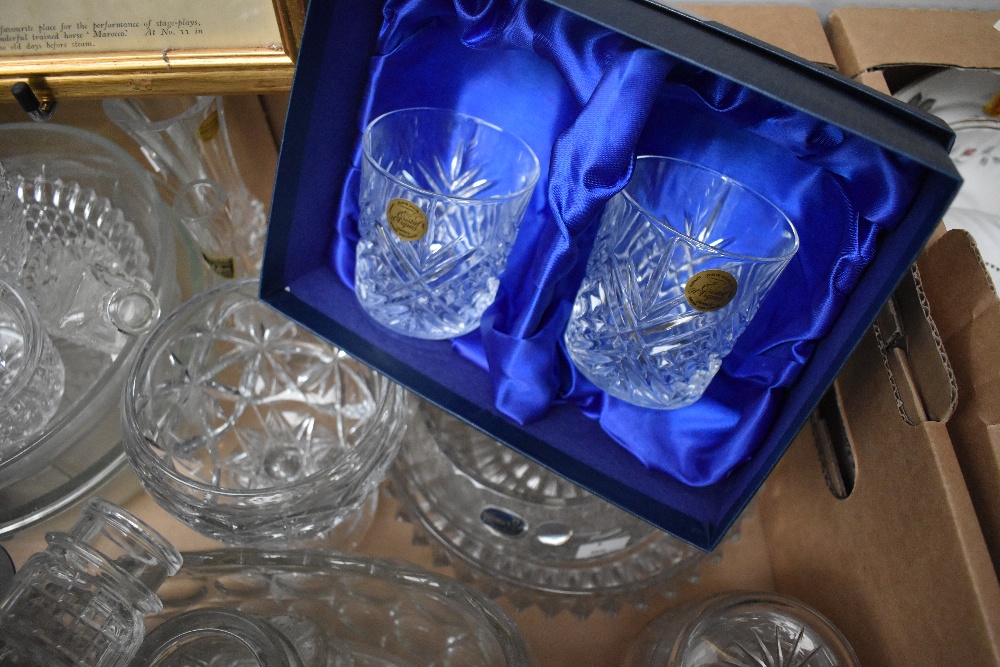 A selection of assorted glass and crystal including a boxed pair of crystal whiskey tumblers, a - Image 2 of 2