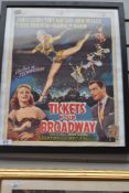 An original 1950's Tickets Pour Broadway film poster for the Belgian/French market later framed