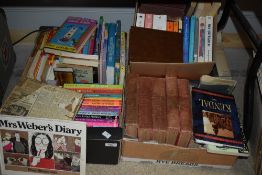 Three cartons of assorted children and adult books including Mrs Webster's Diary, teenage girls