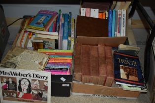 Three cartons of assorted children and adult books including Mrs Webster's Diary, teenage girls