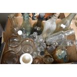 A selection of vintage glass bottles including medicine, 'Good all backhouse ampersand co