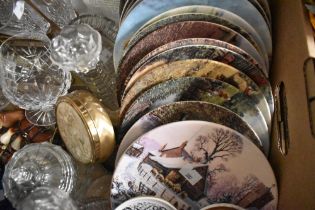 A selection of assorted decorative display plates including Limoges 'la pointe duvert galant etle