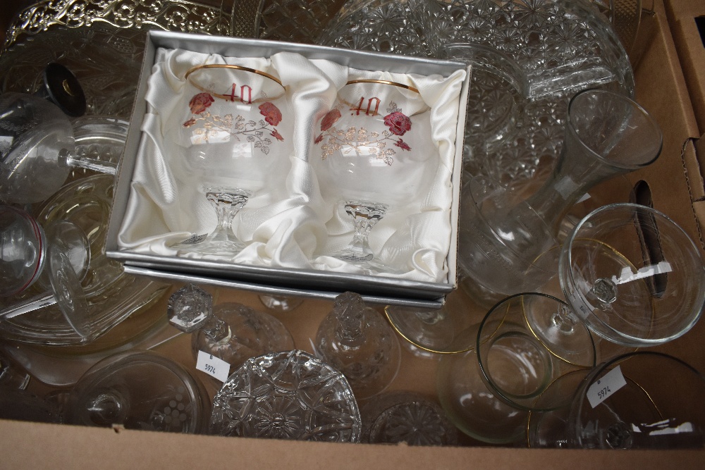 A collection of assorted glass items including cake plate, decorative bells, bonbon dishes, vases - Image 2 of 2