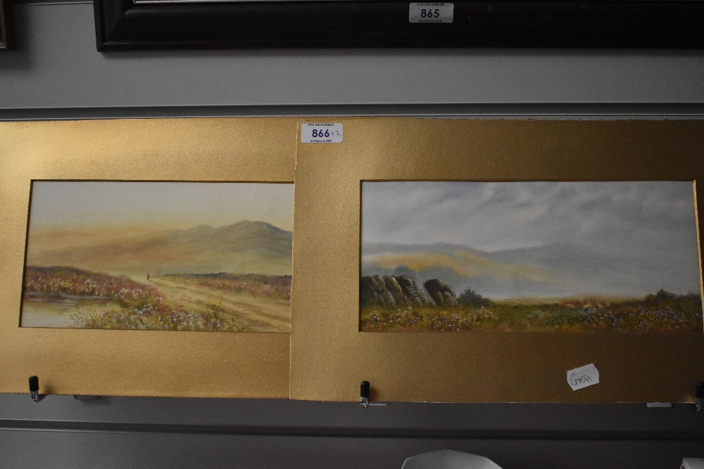 19th/20th Century, watercolour and gouache on paper, Two colourful landscape studies depicting