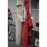 Two rolls of velvet material one beige and part roll of red AF