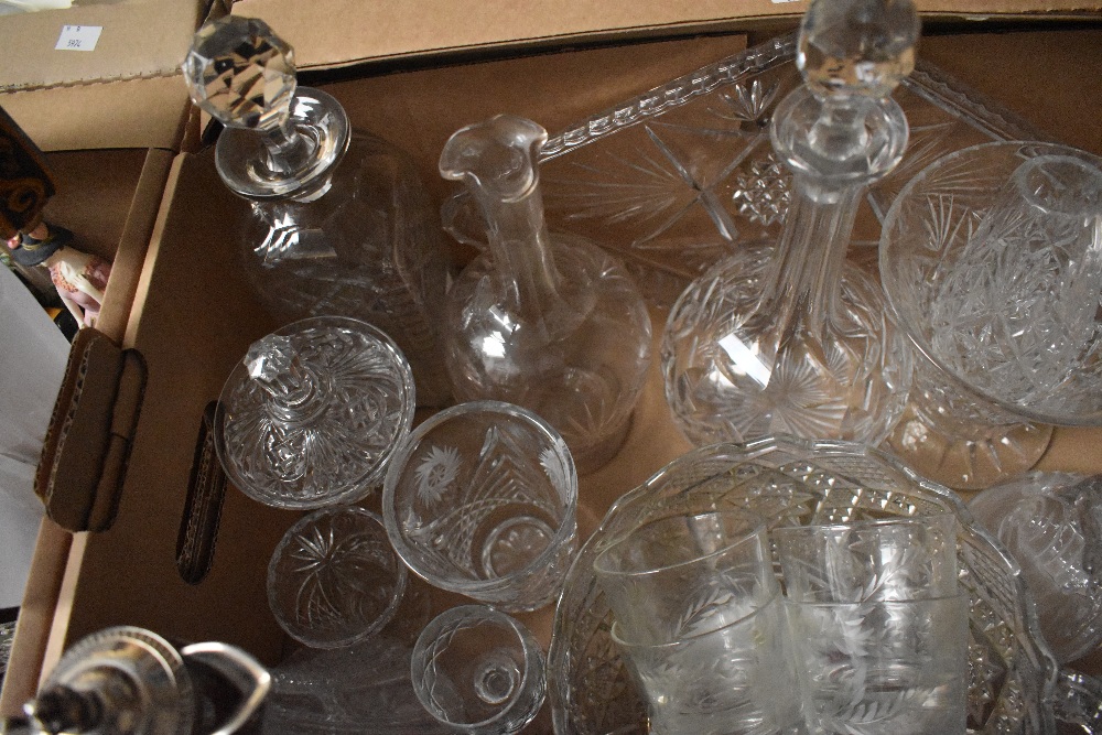 Two crystal decanters, a crystal vase, two glass paperweights one in the form of elephants the other - Image 2 of 2