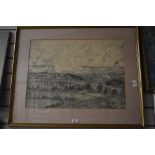 a 20th century monochrome pastille landscape, monogrammed E R A and dated 81 lower right, mounted