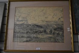 a 20th century monochrome pastille landscape, monogrammed E R A and dated 81 lower right, mounted