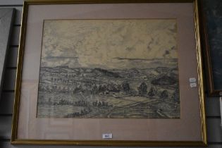 a 20th century monochrome pastille landscape, monogrammed E R A and dated 81 lower right, mounted