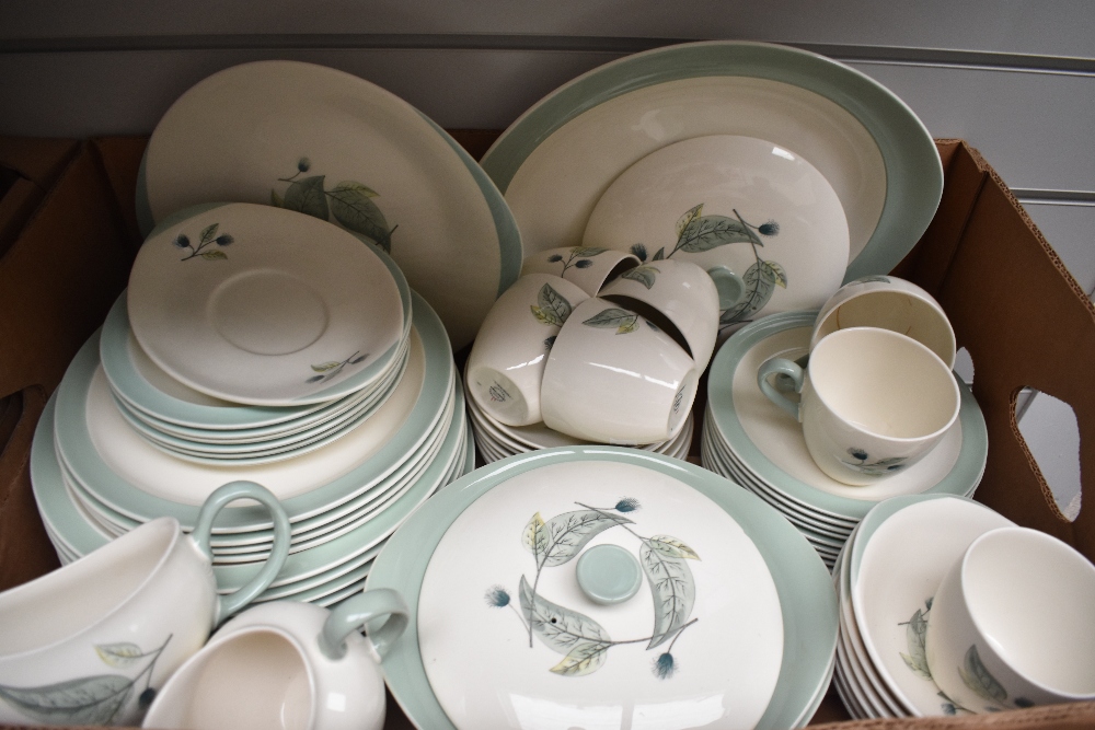 A quantity of Wedgwood Woodbury patterned tableware, comprising teacups and saucers, toast rack,