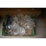 Two cartons of assorted cut and pressed glassware comprising of bowls, vases, jugs and drinking