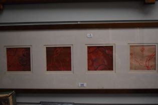 A 20th century modern quadriptych, indistinctly signed to one quadrant, mounted framed and glazed