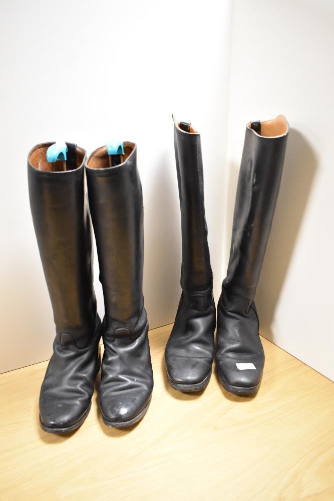 A pair of leather riding boots, size five and size 7, used but generally good order.